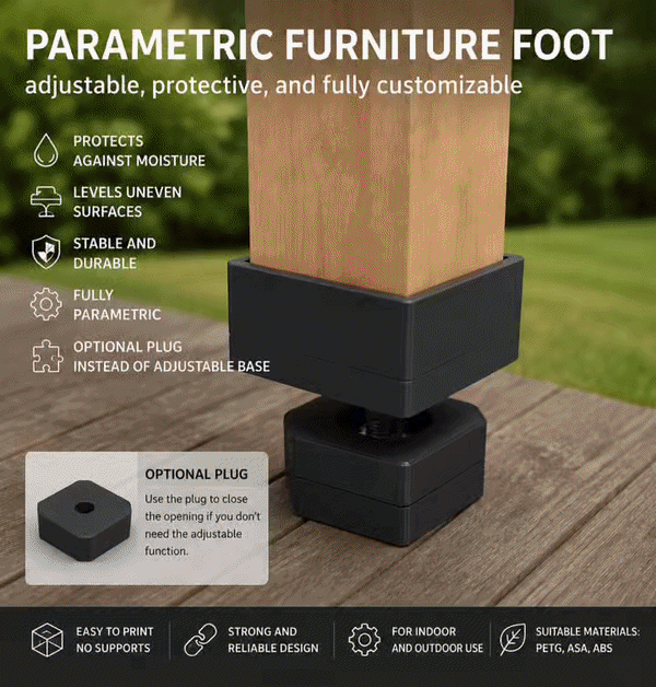 Parametric Adjustable Furniture Foot