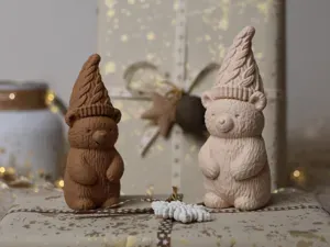 Christmas Polar Bear with Braided Pointy Hat