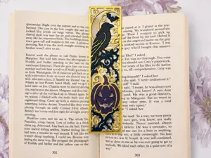 Halloween Raven & Pumpkin Gothic Bookmark