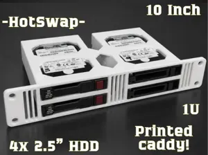 10" Rack 1U Tray 4x 2.5” SATA/SAS For HP Caddy