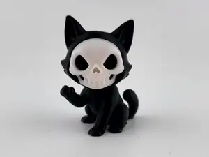 Skeleton Cat Figurine Grim Reaper Style Kitty