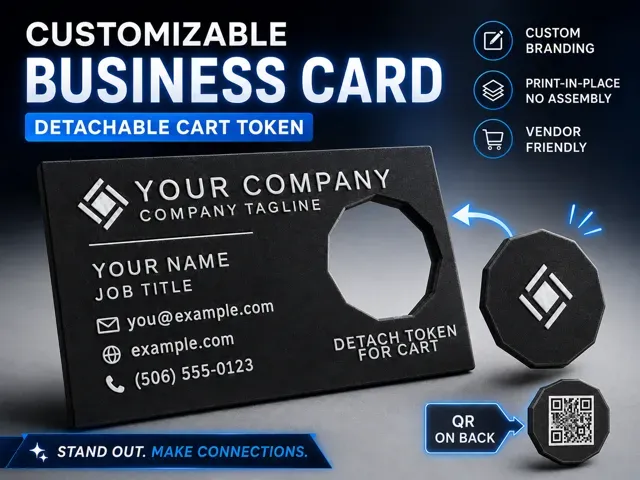 Business Card with Detachable Cart Token + QR Code