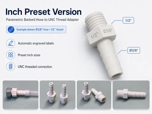 Parametric Auto-Labeled Male UNC Hose Adapter — Image 4 of 10