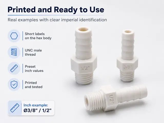 Parametric Auto-Labeled Male UNC Hose Adapter — Image 3 of 10