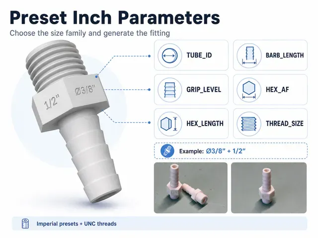 Parametric Auto-Labeled Male UNC Hose Adapter — Image 6 of 10