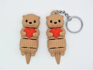 Knitted Articulated Otter With Heart