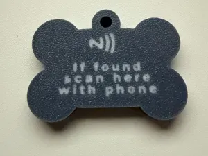 NFC embedded Bone Shaped Dog Tag (editable)
