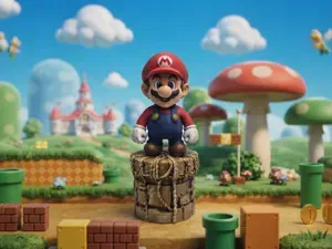 Super Mario Statue auf Säule High Detail Model