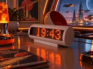 Retro futuristic dot matrix clock