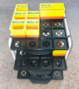 4x4 Gridfinity with pin 3 Tray Storage Rack