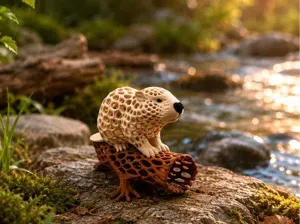 Beaver on wooden Log Voronoi Style