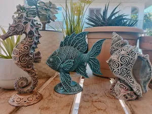 Ocean Life Decor Set | Seahorse, Shell & Fish