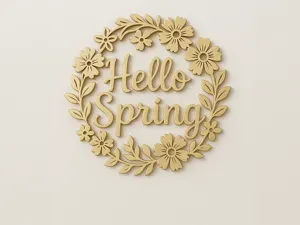 Hello Spring Flowers / Floral Wreath Sign
