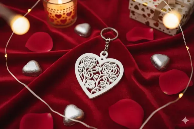 Valentine Heart Keychain - Valentines Day Keychain — Фото 2 из 4