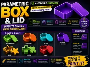 Parametric Box & Lid | 9 Shapes | OpenSCAD