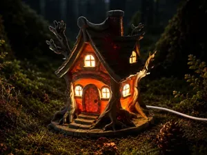Enchanted Forest Cottage Lamp Fairy House Light