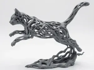Filigree cat figurine in a net design