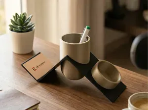 Premium Desk Organizer Pen, Card & Trinket Holder