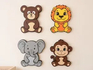 Cute Safari Animal Wall Decor Set