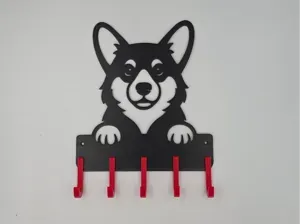 Dog Leash & Collar Holder, Corgi