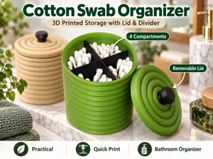 Q-Tip Holder with Lid – Bathroom Organizer