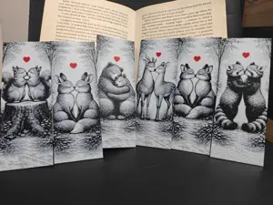 Forest Animal Couples in Love Bookmark Set of 6