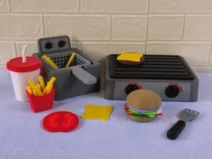 Burger Playset – Kids Pretend Play (Grill & Fryer)