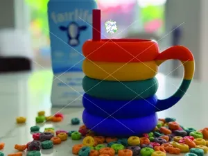 Fruit Loops Cereal Cup with Straw and Handle