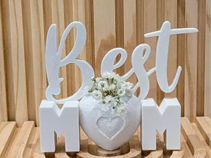 Best Mom Heart Vase Sign