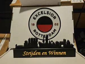 Exelsior Display with skyline of Rotterdam