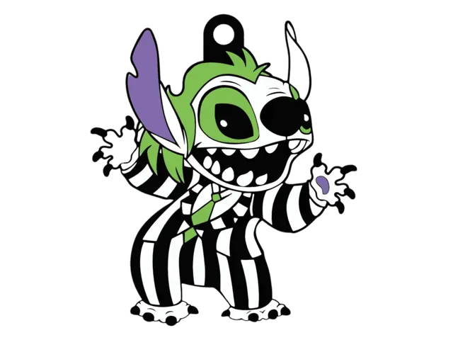 Stitch Beetlejuice Cosplay Keyring