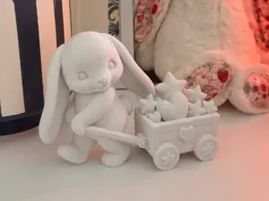 Cute Bunny Pulling a Wagon Nursery Decor