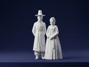 Korean Folk Costume Couple - 3D Model