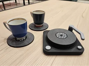 Vinyl Coaster Set - Vintage style drink coasters 