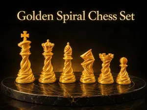 Golden Spiral Chess Set – Elegant Twisted Chess