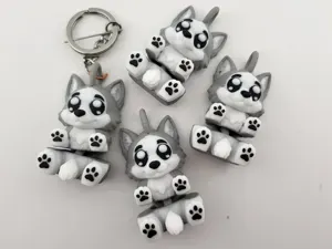 Husky Keychain Articulated Flexi Toy Kawaii Fidget