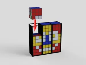 Rubiks cube pixel art and or storage