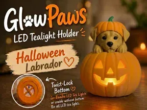 Labrador GlowPaws Tealight Holder Pumpkin