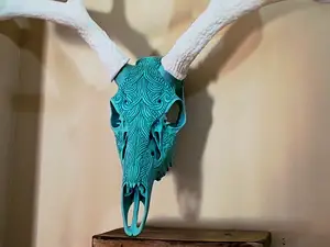 Graphic Deer Skull "Prosperity" Antler Mount