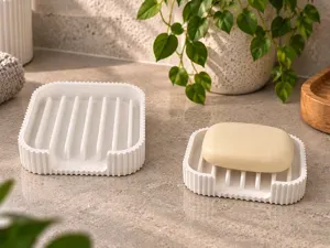 Soap Holder - Self Draining Ribbed Organizer