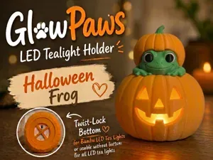 Frog GlowPaws Tealight Holder Pumpkin