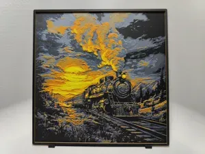 Steam train at sunset - Hueforge