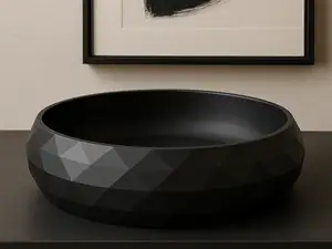 Geometric Entrance Bowl Modern Matte Black Design