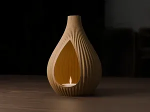 Ribbed Teardrop Lantern | LED Tealight Holder
