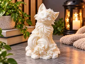 Floral Cat Statue – Cute Elegant Cat with Flowers