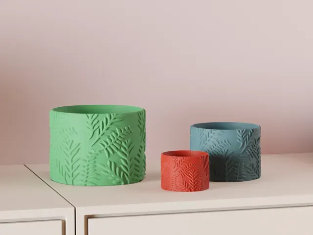 Plant Pot. Fern Leaf Pattern Planter