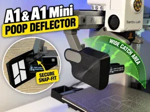 A1 & A1 Mini Poop Deflector – Wide Catch Snap-Fit