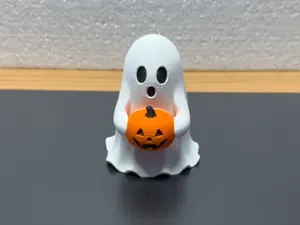 Cute Halloween Ghost with Pumpkin Jack o' Lantern