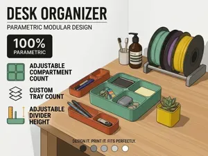 Parametric Modular Desk Organizer