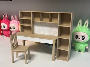 1:10书桌、书架、椅子、洞洞板微缩家具